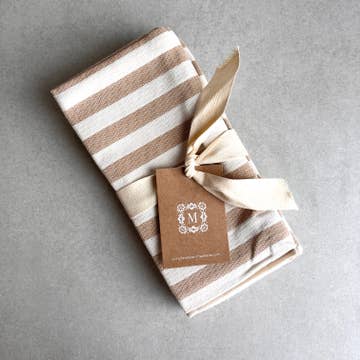 3er Set Geschirrtuch gestreift - beige