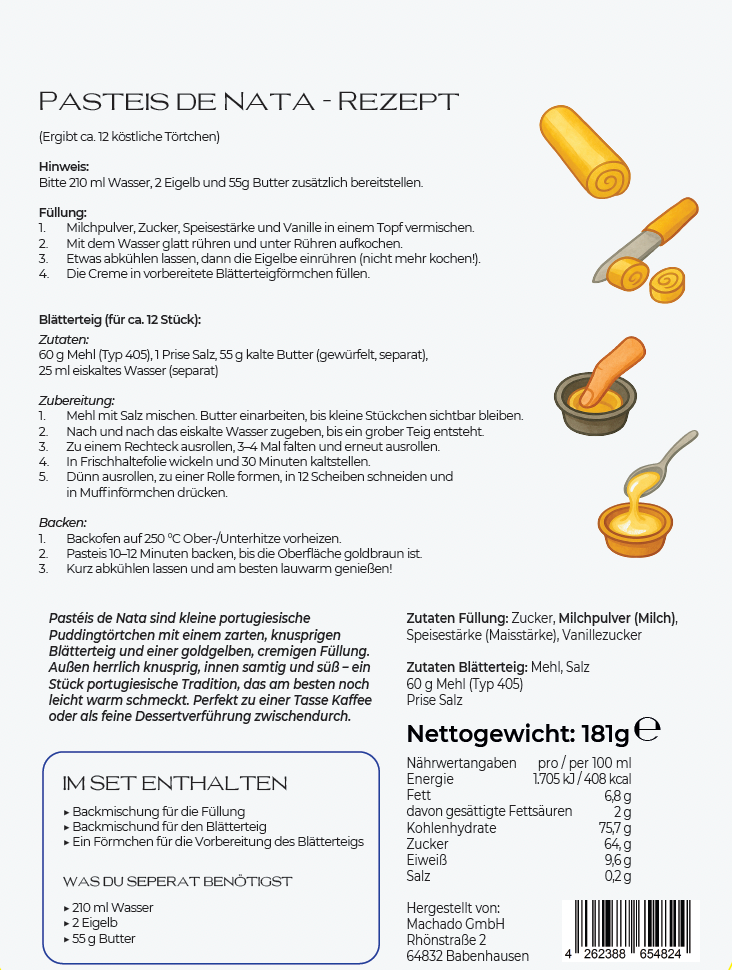 Backmischung für Pastéis de Nata