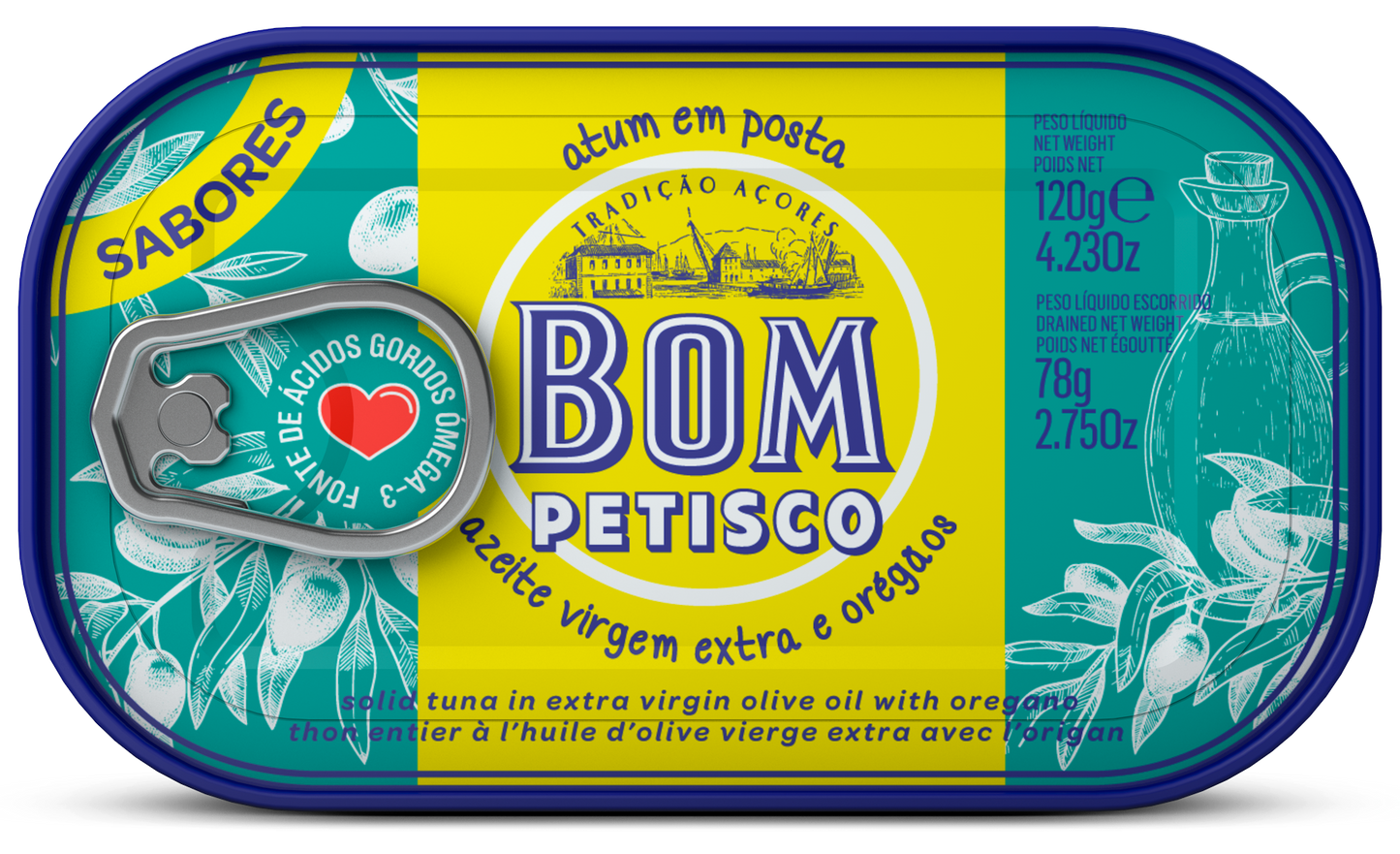 Bom Petisco Thunfisch in Olivenöl und Oregano 120g
